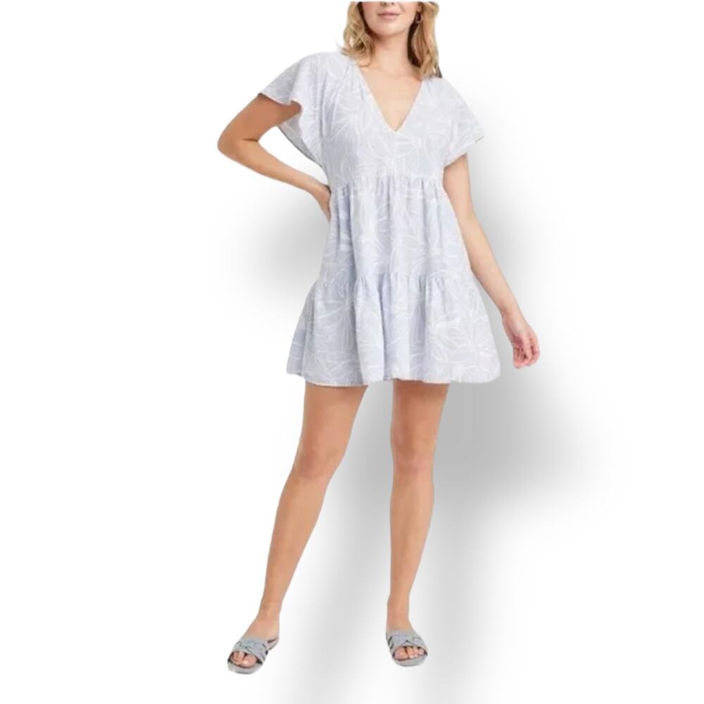 Universal Thread Flutter Short Sleeve Mini‎ Skater Dress Light Blue Small